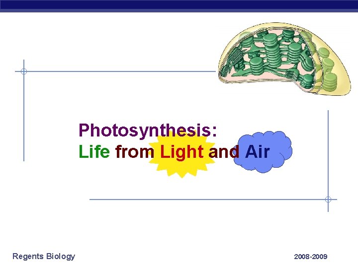 Photosynthesis: Life from Light and Air Regents Biology 2008 -2009 