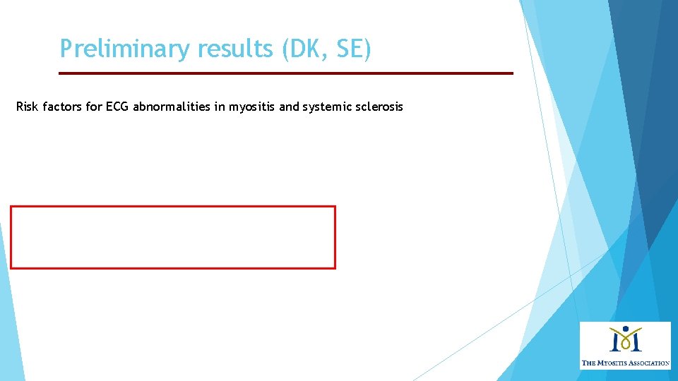 Preliminary results (DK, SE) Risk factors for ECG abnormalities in myositis and systemic sclerosis