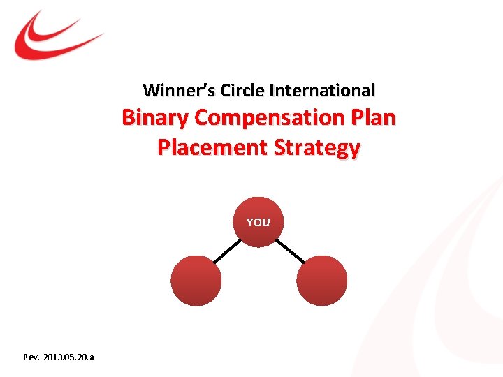 Winner’s Circle International Binary Compensation Placement Strategy YOU Rev. 2013. 05. 20. a 