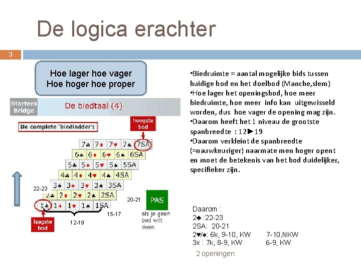 De logica erachter 3 Hoe lager hoe vager Hoe hoger hoe proper b i