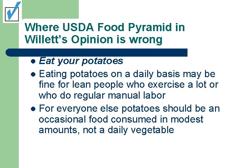 Where USDA Food Pyramid in Willett’s Opinion is wrong Eat your potatoes l Eating