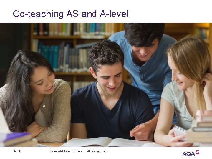 Co-teaching AS and A-level Slide 30 Copyright © AQA and its licensors. All rights