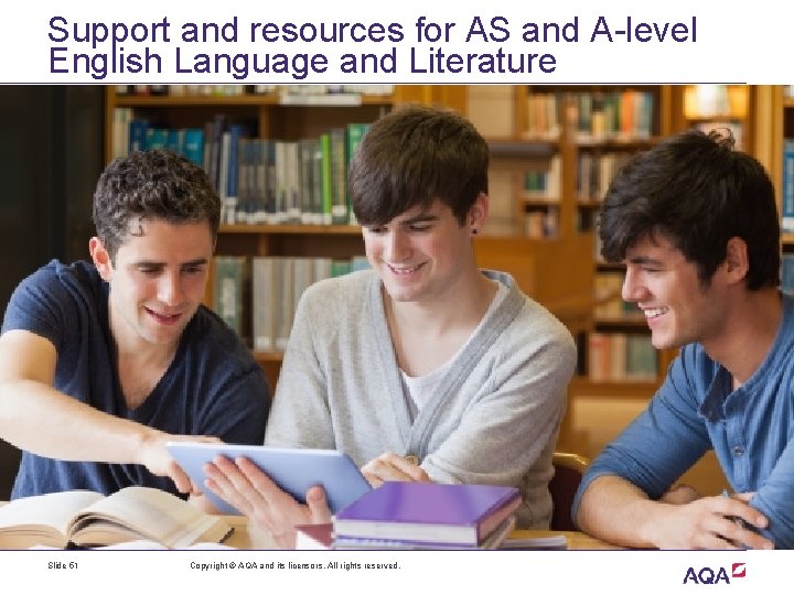Support and resources for AS and A-level English Language and Literature Slide 51 Copyright