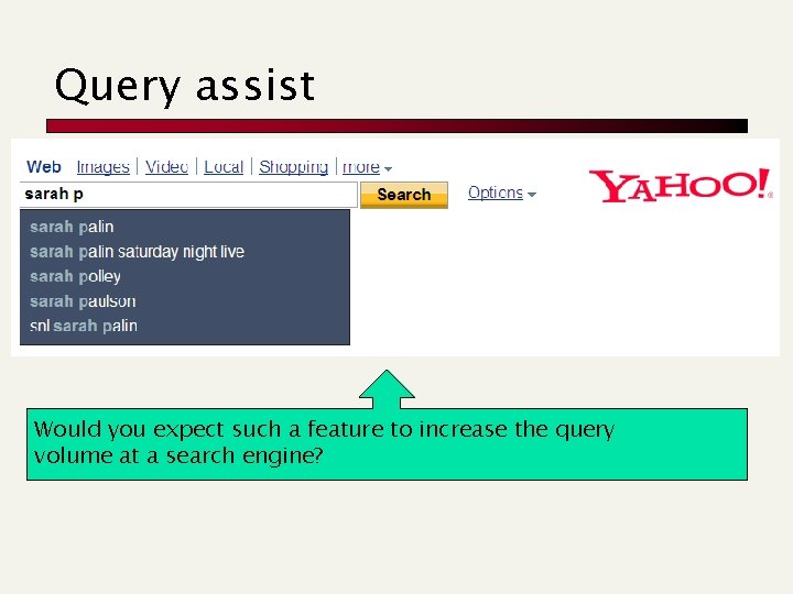 Query assist Would you expect such a feature to increase the query volume at