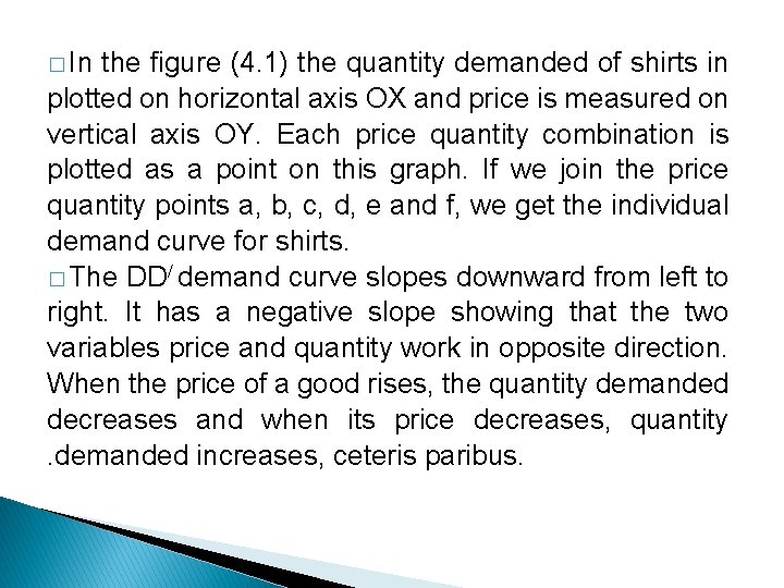 � In the figure (4. 1) the quantity demanded of shirts in plotted on