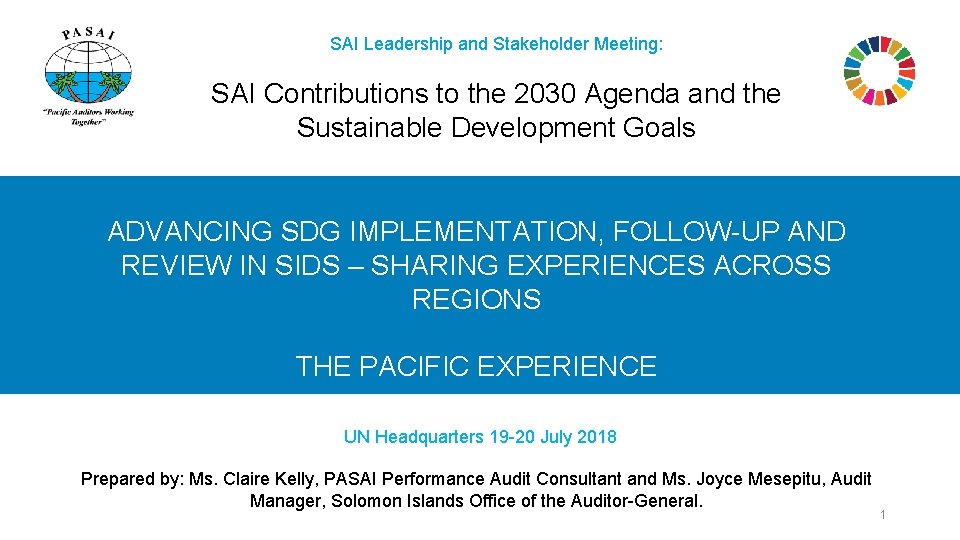 SAI Leadership and Stakeholder Meeting: SAI Contributions to the 2030 Agenda and the Sustainable