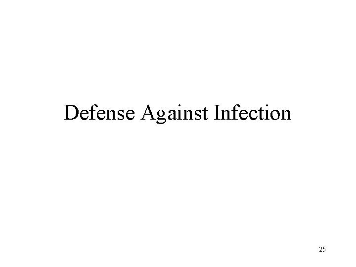 Defense Against Infection 25 