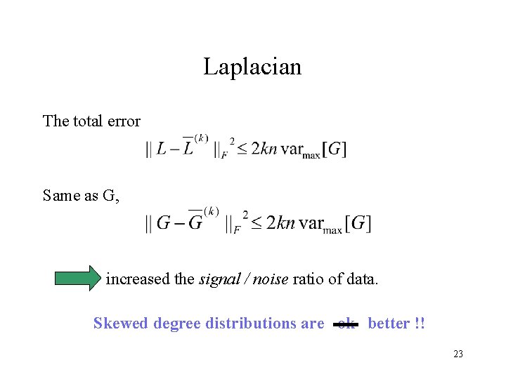 Laplacian The total error Same as G, increased the signal / noise ratio of