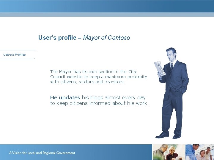 User’s profile – Mayor of Contoso Users’s Profiles Allan Rosenfeld - Mayor of Contoso