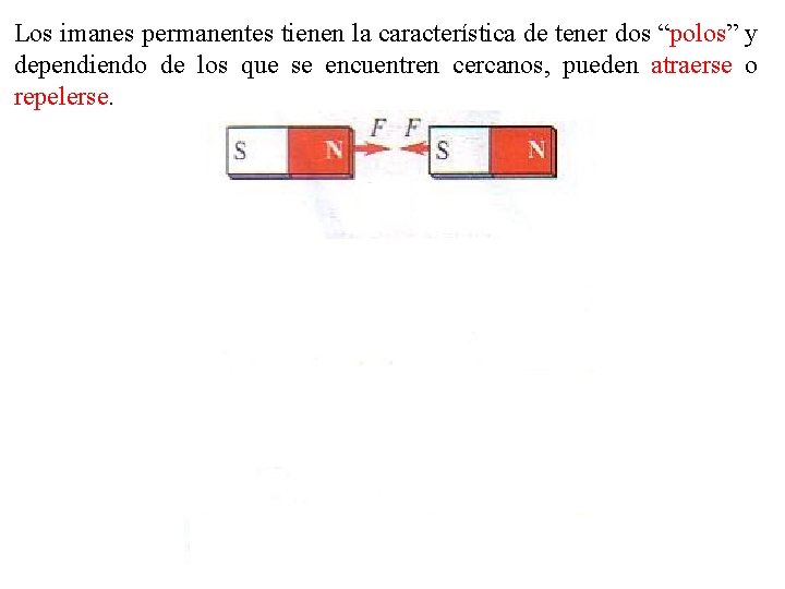 Los imanes permanentes tienen la característica de tener dos “polos” y dependiendo de los