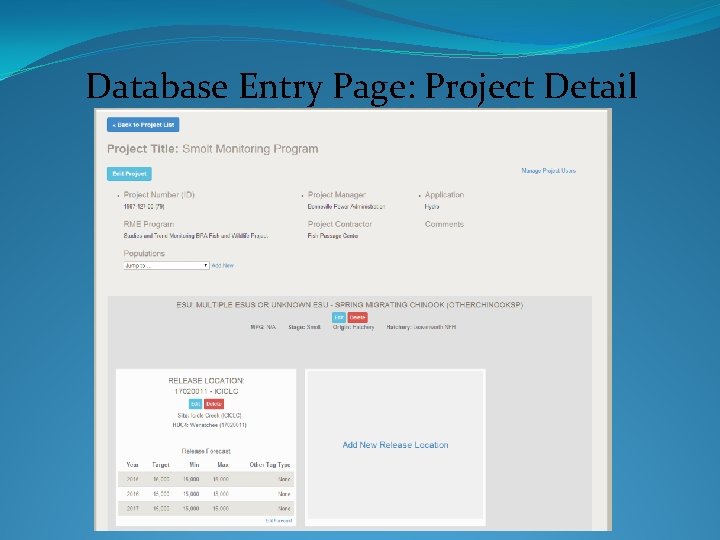 Database Entry Page: Project Detail 