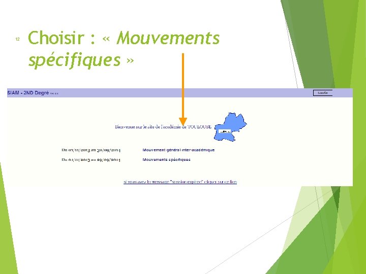 12 Choisir : « Mouvements spécifiques » 12 Choisir : « Mouvements spécifiques »