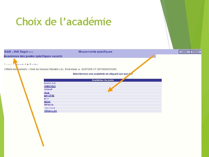 Choix de l’académie Revenir à la liste des mouvements spécifiques ou à la liste Choix de l’académie Revenir à la liste des mouvements spécifiques ou à la liste