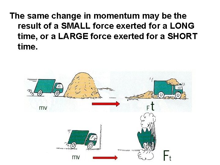 The same change in momentum may be the result of a SMALL force exerted