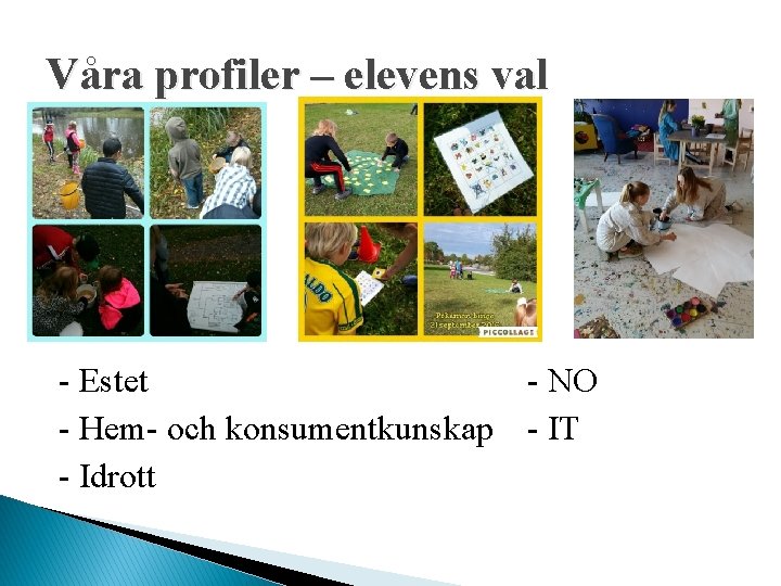 Våra profiler – elevens val - Estet - NO - Hem- och konsumentkunskap -