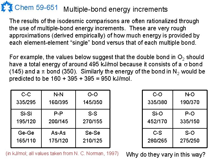 Chem 59 -651 Multiple-bond energy increments The results of the isodesmic comparisons are often Chem 59 -651 Multiple-bond energy increments The results of the isodesmic comparisons are often