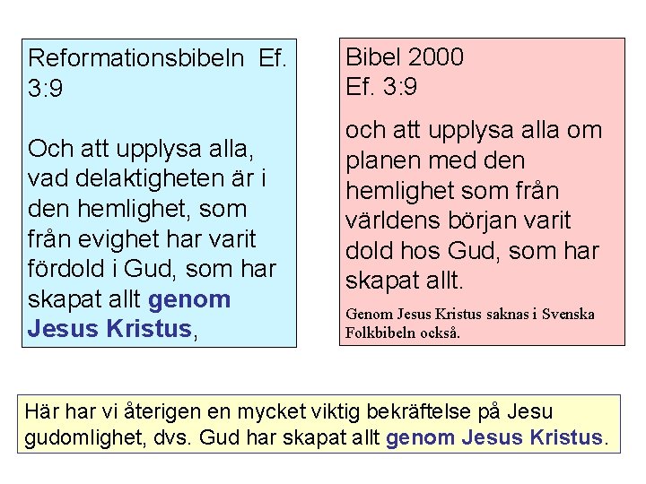 Reformationsbibeln Ef. 3: 9 Och att upplysa alla, vad delaktigheten är i den hemlighet,