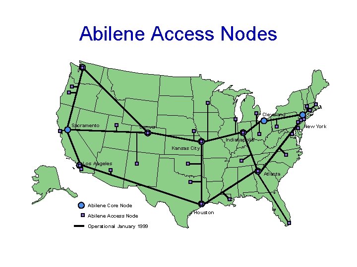 Abilene Access Nodes Seattle Cleveland Sacramento New York Denver Indianapolis Kansas City Los Angeles