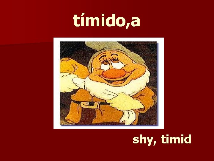 tímido, a shy, timid 