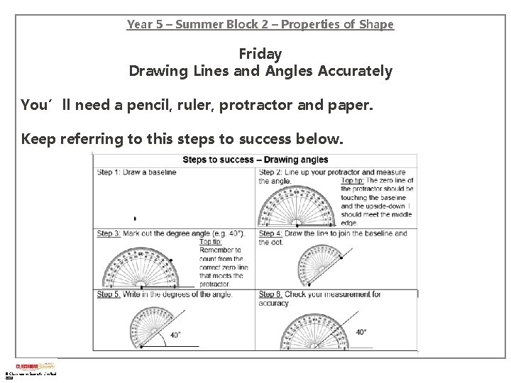 Year 5 – Summer Block 2 – Properties of Shape Friday Drawing Lines and