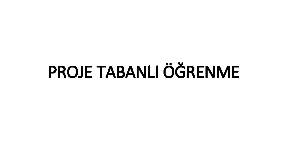 PROJE TABANLI ÖĞRENME 