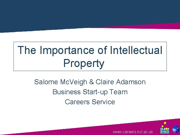 The Importance of Intellectual Property Salome Mc. Veigh & Claire Adamson Business Start-up Team