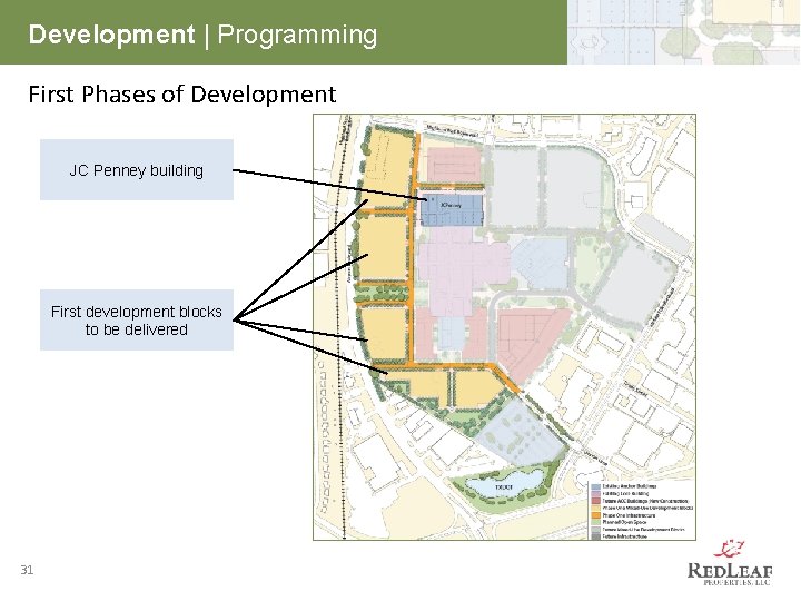 Development | Programming First Phases of Development JC Penney building First development blocks to