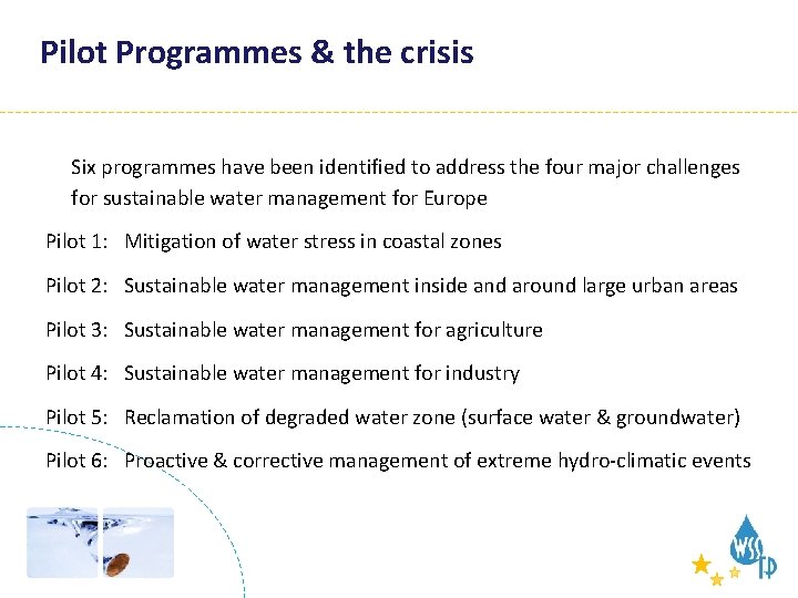 Integration - Pilots Pilot Programmes & the crisis Six programmes have been identified to