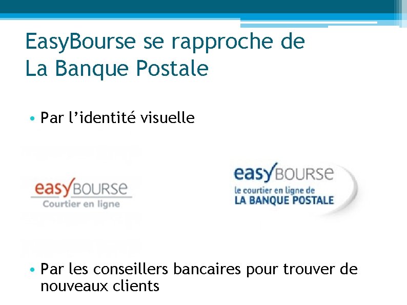 Easy. Bourse se rapproche de La Banque Postale • Par l’identité visuelle • Par