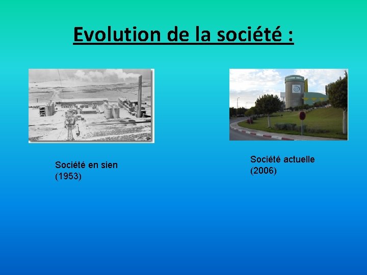  Evolution de la société : Société en sien (1953) Société actuelle (2006) 