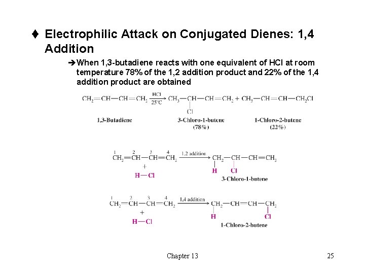 t Electrophilic Attack on Conjugated Dienes: 1, 4 Addition èWhen 1, 3 -butadiene reacts t Electrophilic Attack on Conjugated Dienes: 1, 4 Addition èWhen 1, 3 -butadiene reacts