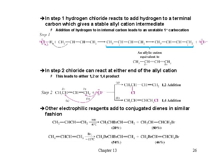 èIn step 1 hydrogen chloride reacts to add hydrogen to a terminal carbon which èIn step 1 hydrogen chloride reacts to add hydrogen to a terminal carbon which
