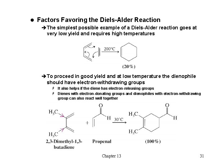 l Factors Favoring the Diels-Alder Reaction èThe simplest possible example of a Diels-Alder reaction l Factors Favoring the Diels-Alder Reaction èThe simplest possible example of a Diels-Alder reaction