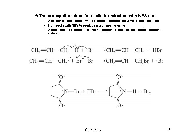 èThe propagation steps for allylic bromination with NBS are: A bromine radical reacts with èThe propagation steps for allylic bromination with NBS are: A bromine radical reacts with