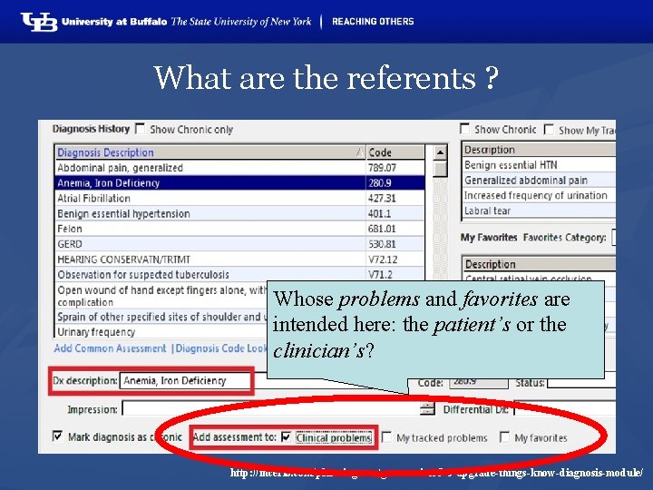 What are the referents ? Whose problems and favorites are intended here: the patient’s