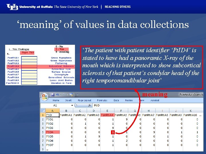‘meaning’ of values in data collections ‘The patient with patient identifier ‘Pt. ID 4’