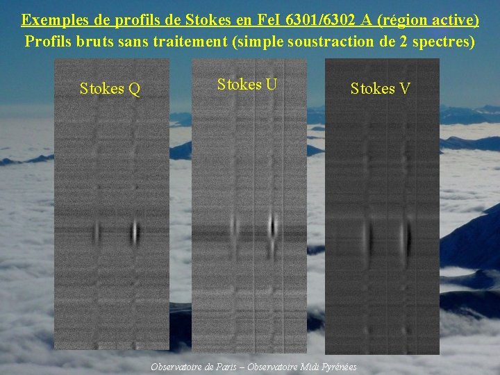 Exemples de profils de Stokes en Fe. I 6301/6302 A (région active) Profils bruts