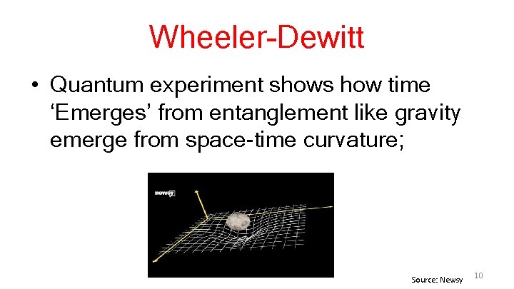 Wheeler-Dewitt • Quantum experiment shows how time ‘Emerges’ from entanglement like gravity emerge from