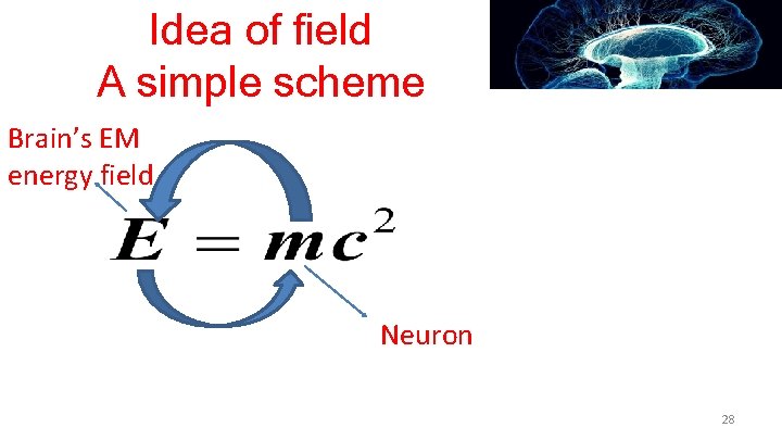 Idea of field A simple scheme Brain’s EM energy field Neuron 28 
