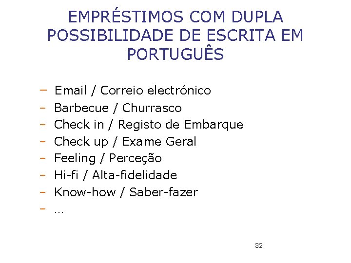 EMPRÉSTIMOS COM DUPLA POSSIBILIDADE DE ESCRITA EM PORTUGUÊS – Email / Correio electrónico –