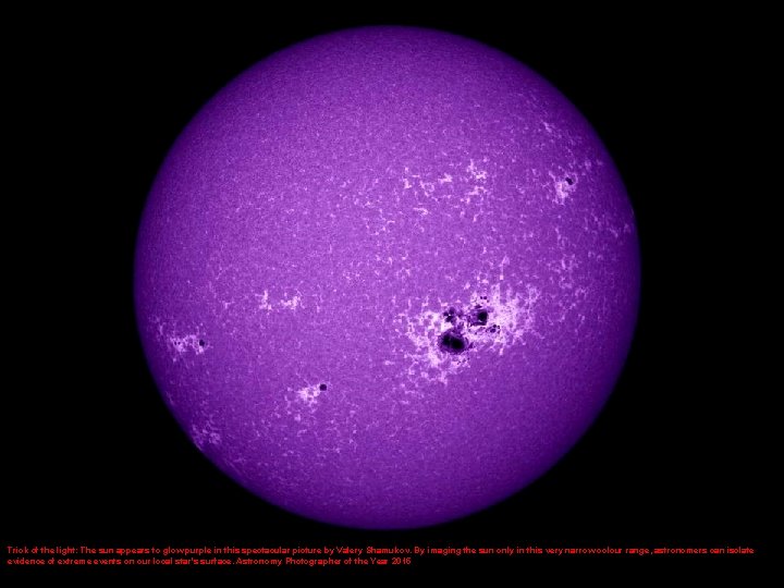 Trick of the light: The sun appears to glow purple in this spectacular picture