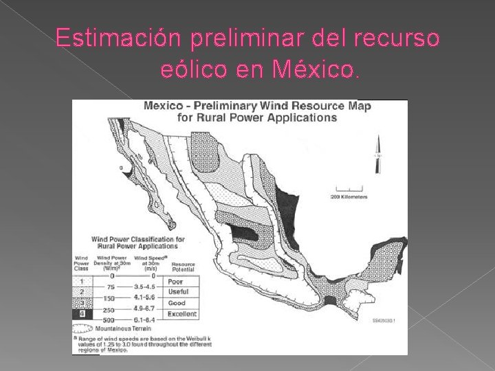 Estimación preliminar del recurso eólico en México. 