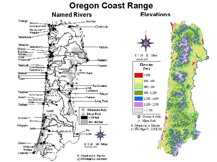 Oregon Coast Range Named Rivers Elevations Oregon Coast Range Named Rivers Elevations