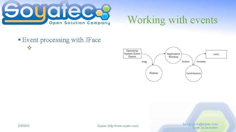 Working with events § Event processing with JFace v 2/20/2021 Soyatec (http: //www. soyatec.