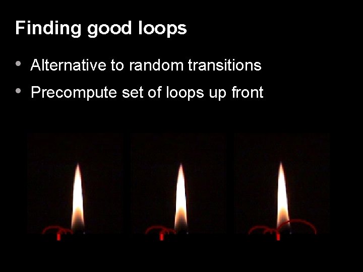 Finding good loops • Alternative to random transitions • Precompute set of loops up