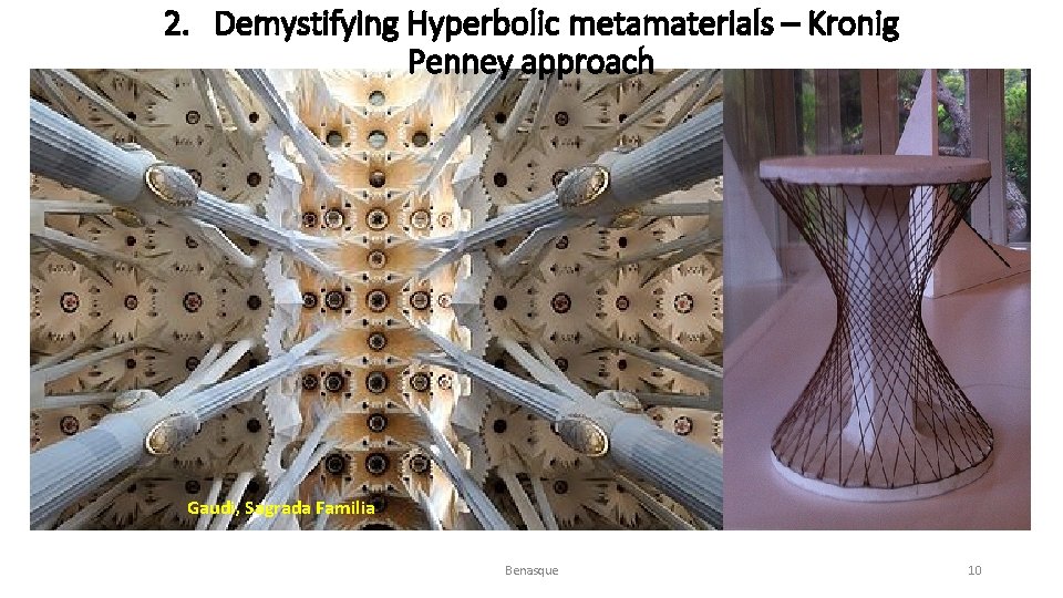 2. Demystifying Hyperbolic metamaterials – Kronig Penney approach Gaudi, Sagrada Familia Benasque 10 