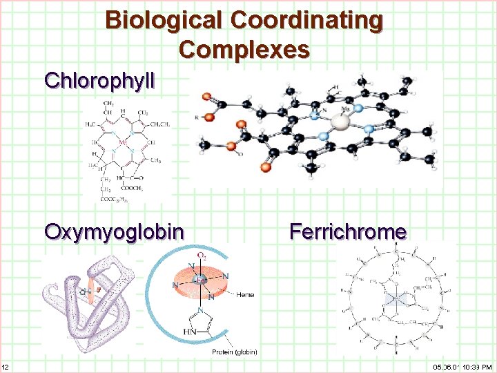 Biological Coordinating Complexes Chlorophyll Oxymyoglobin 12 Ferrichrome 05. 06. 01 10: 39 PM 