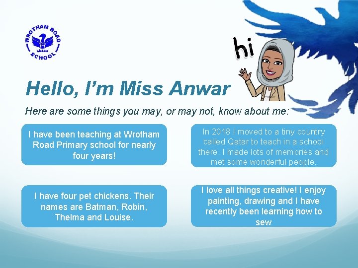 Hello, I’m Miss Anwar Here are some things you may, or may not, know