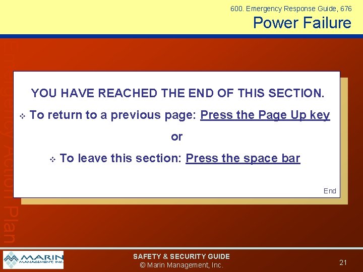 600. Emergency Response Guide, 676 Power Failure Emergency Action Plan v YOU HAVE REACHED