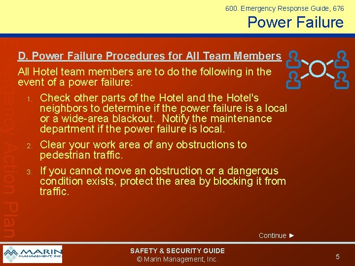 600. Emergency Response Guide, 676 Power Failure Emergency Action Plan D. Power Failure Procedures